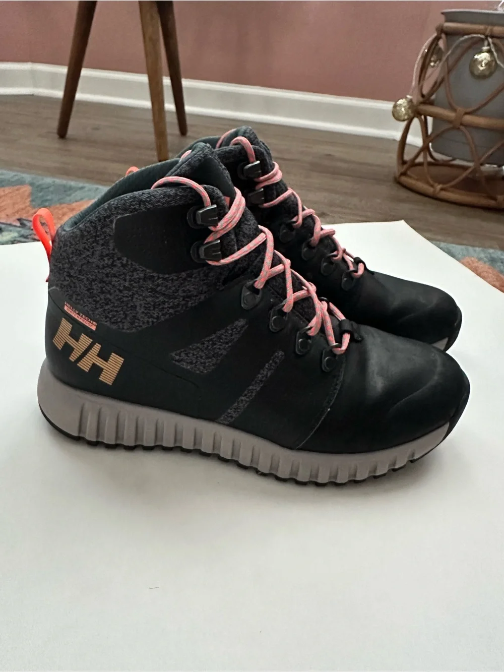 Helly Hansen Black and Gray Trail Boots with Coral Accents